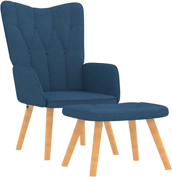 vidaXL Chaise de relaxation avec repose-pieds 62x68,5x96 cm Tissu Bleu