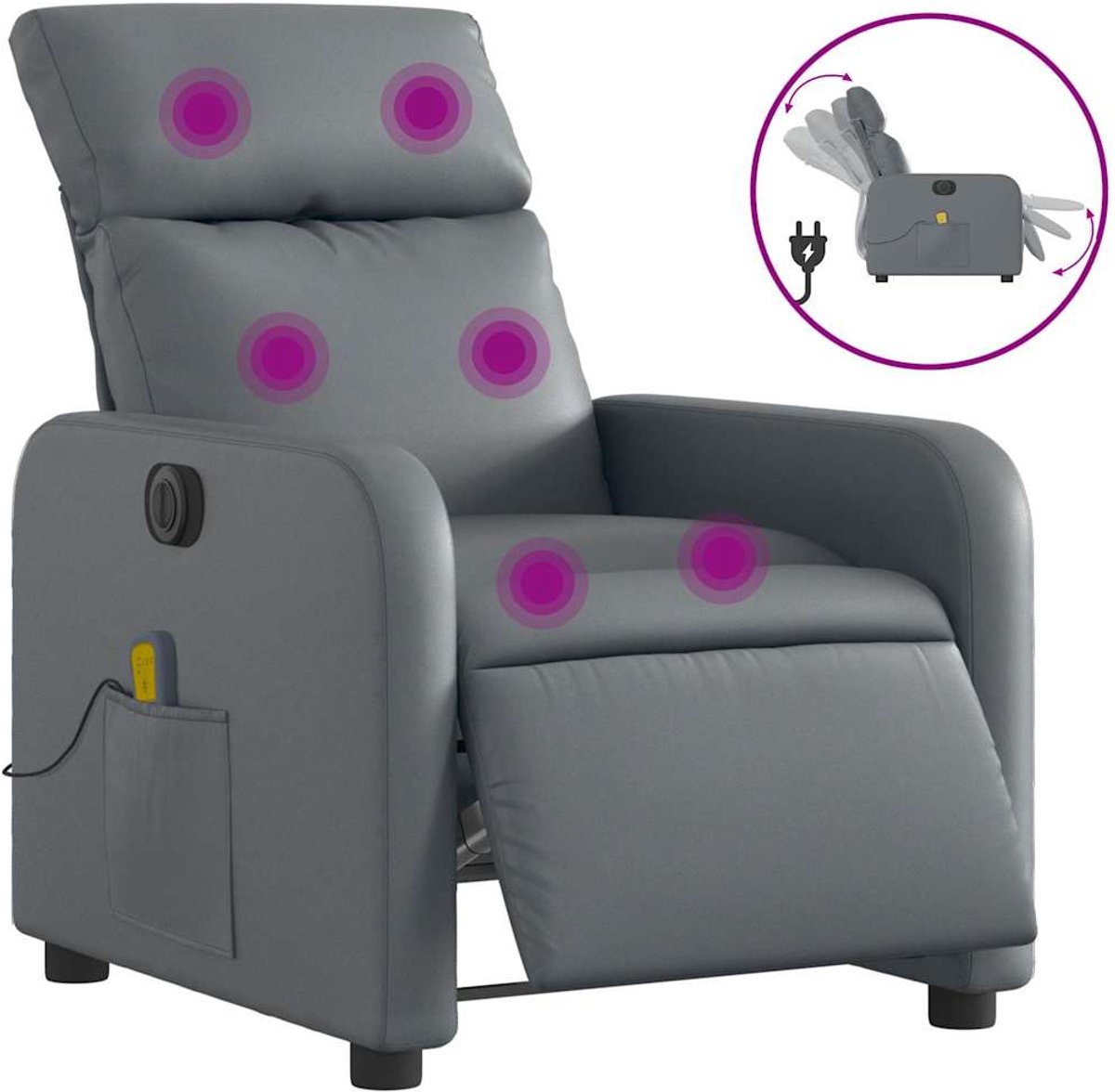 vidaXL Massagestoel - verstelbaar - elektrisch - kunstleer - grijs