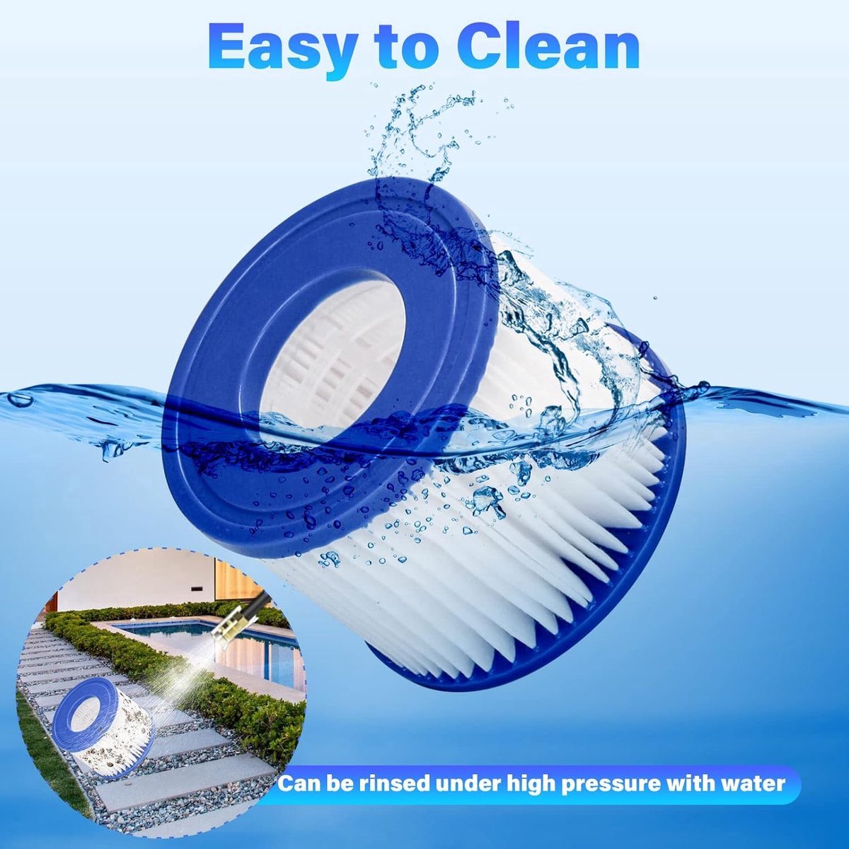 4 x Filter VI voor zwembad - geschikt voor Bestway Miami, Lay-Z-Spa Pool filter - Filterpatroon VI — afbeelding 6