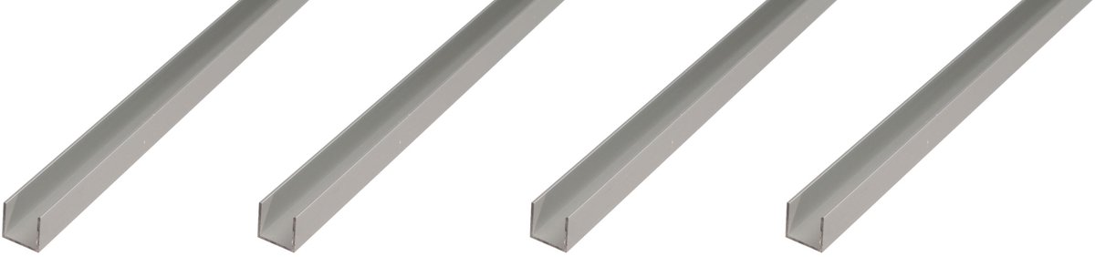 Alberts 4 x U-Profil, Aluminium, 25 x 25 x 25 x 2 mm, lengte 2 m, zilverkleurig geanodiseerd