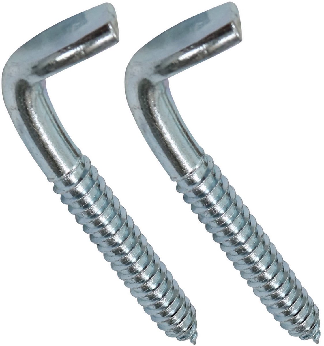 Aerzetix C44753 - Set van 2 - Draadschroeven voor hout - L-vormige haken - Ã˜10 x 80 mm - Gegalvaniseerd staal