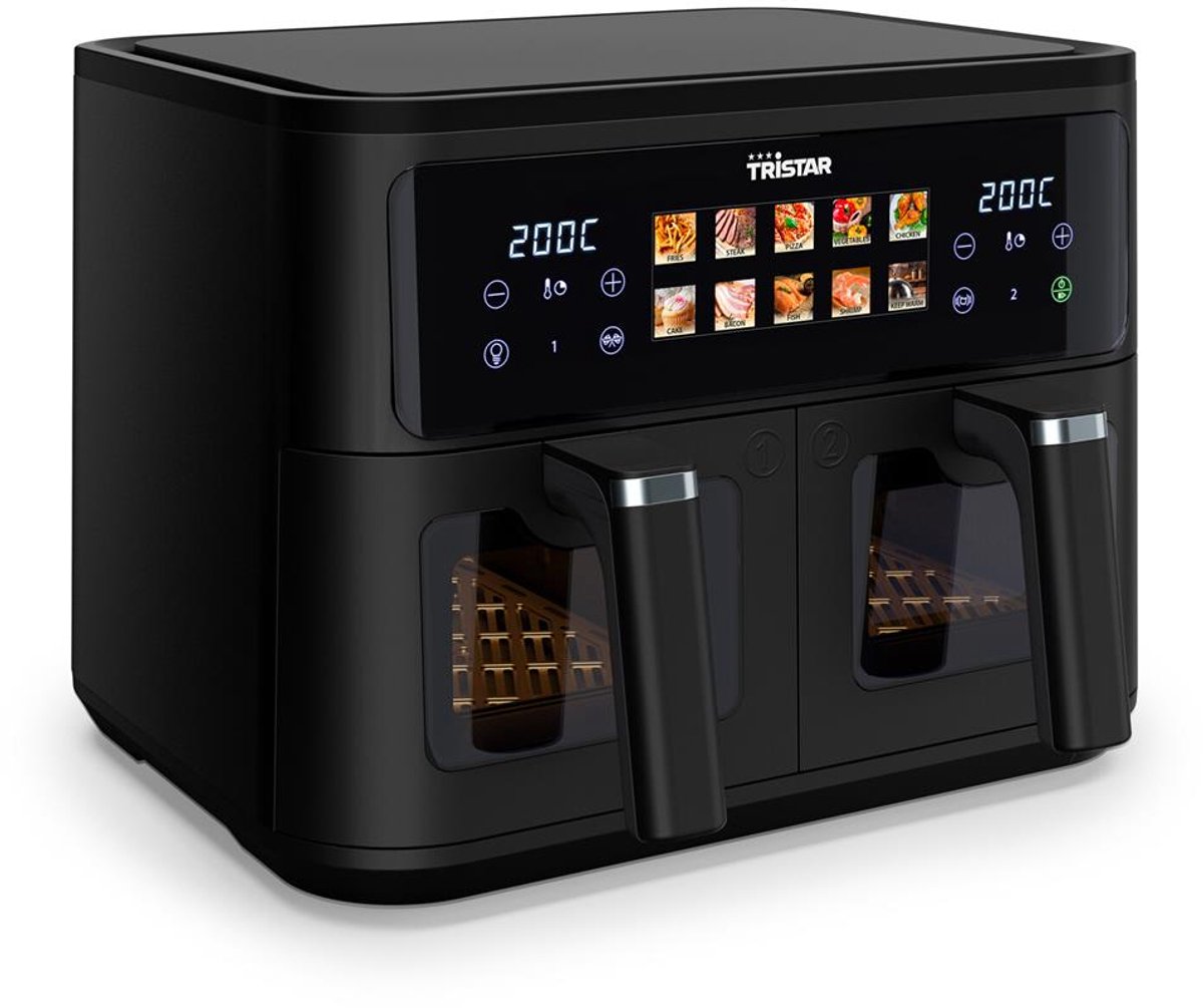 Dubbele Airfryer 9L – 2 Manden – 10 Programma’s – 2500W – Digitaal Touchscreen – Tristar FR-9075 – Zwart — afbeelding 5