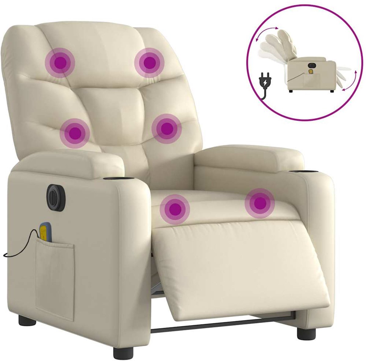vidaXL Massagestoel - verstelbaar - elektrisch - kunstleer - crèmekleurig