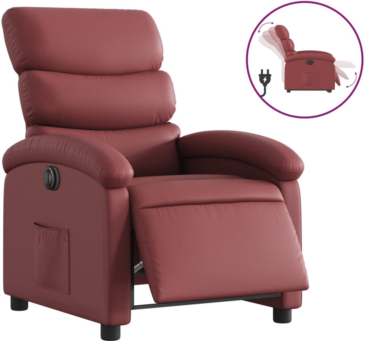 vidaXL Fauteuil - verstelbaar - elektrisch - kunstleer - wijnrood