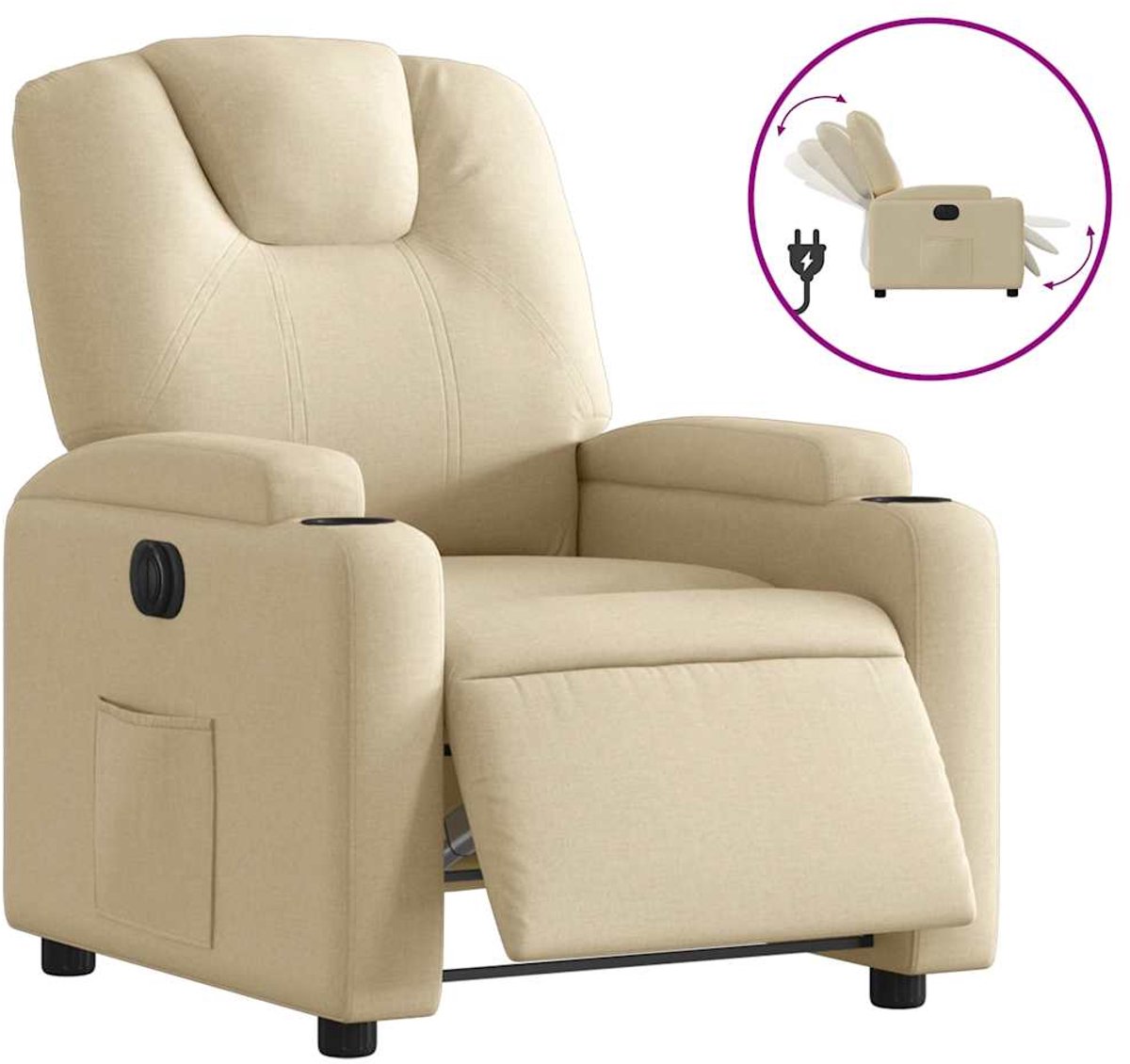 vidaXL Fauteuil - verstelbaar - elektrisch - stof - crèmekleurig