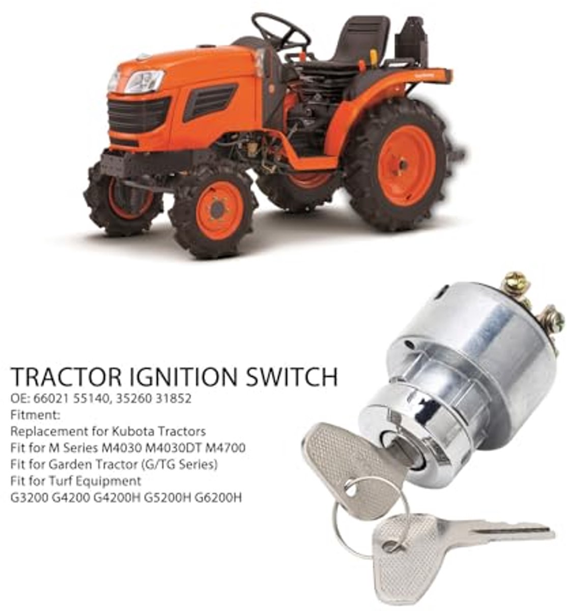 Tractor-ontstekingsschakelaar 66021 55140 - Aluminiumlegering - Inclusief 2 Reservesleutels
