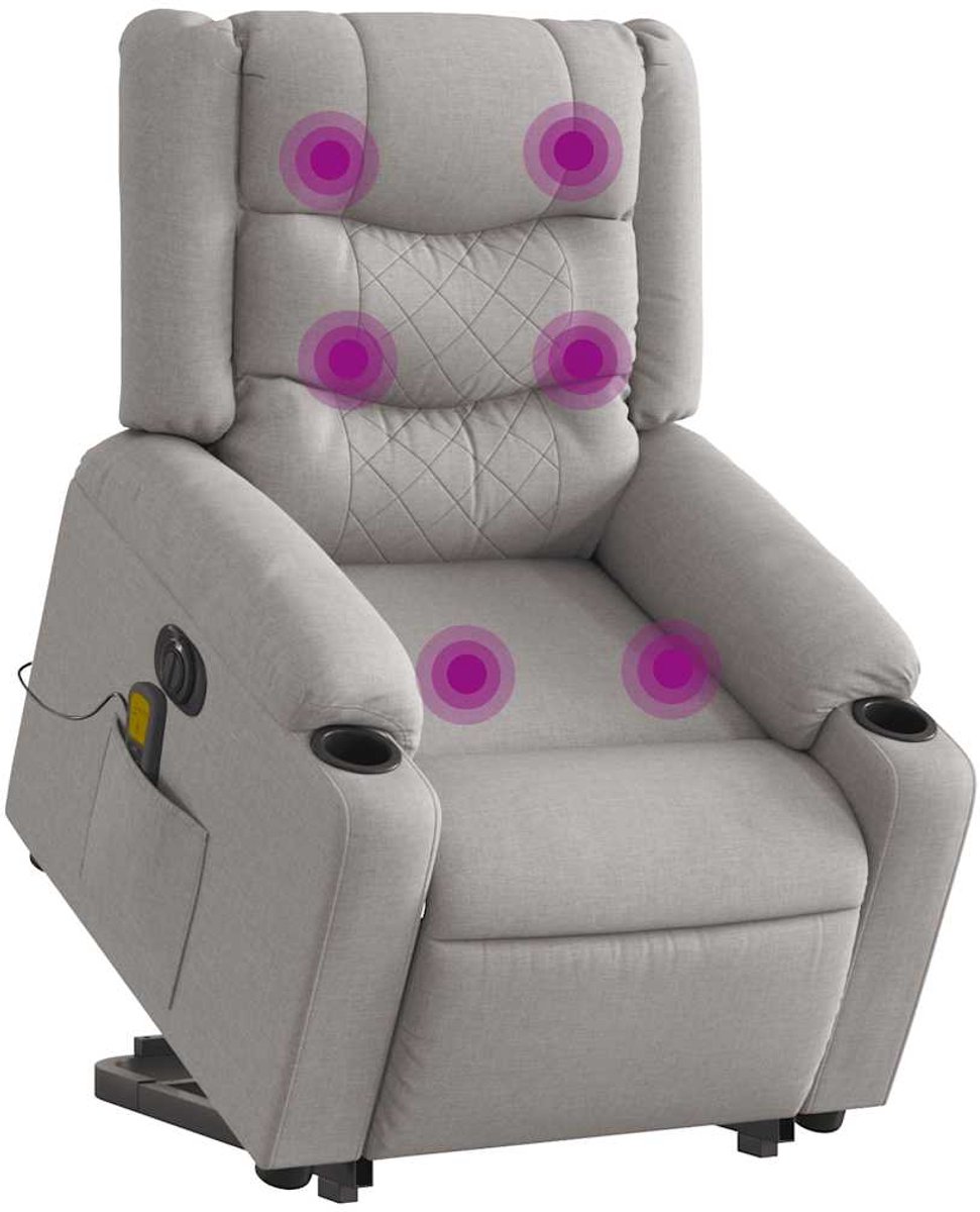 vidaXL Sta-op-massagestoel - elektrisch - verstelbaar - stof - wolk - grijs wolk grijs