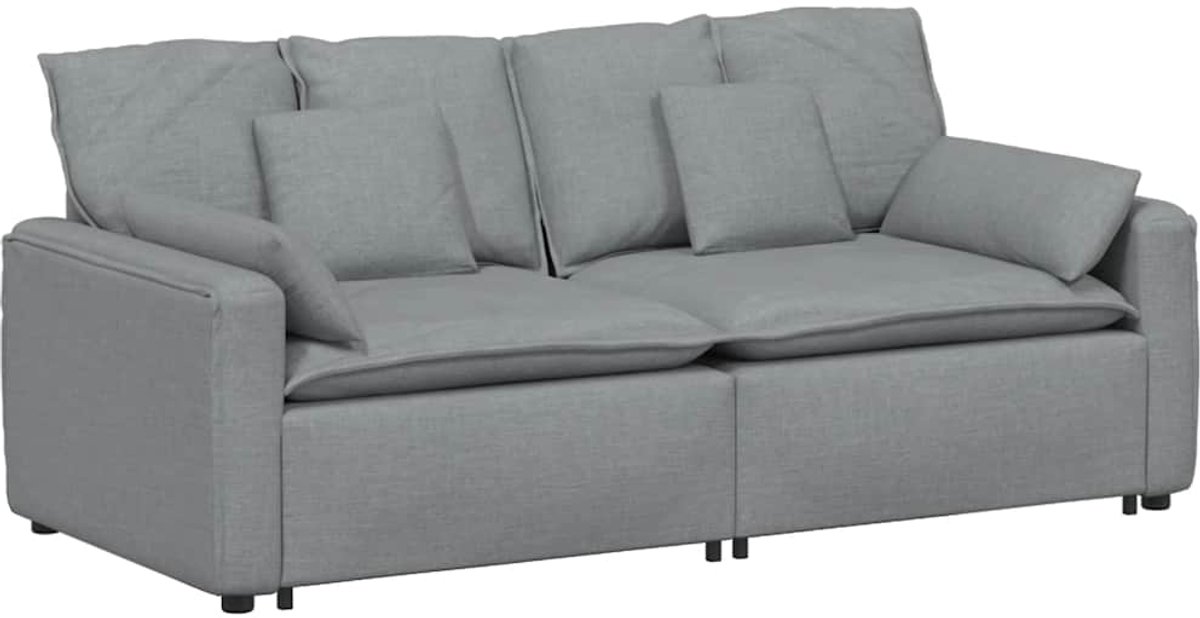 vidaXL - Modulaire - bank - met - kussens - lichtgrijs