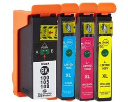 LE-100XL BK/C/M/Y 14N1068E Multipack Huismerk Inktcartridge | Compatible met Lexmark 100XL | Geschikt voor Lexmark Genesis s815 / Genesis s816 / Impact S 305 / Impact s300 / Impact s301 / Impact s302 / Impact s308 / Interact S 605 / Interact s602