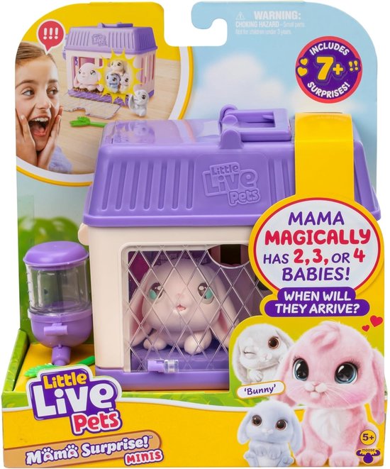 Little Live Pets - Mama Surprise Mini - Mama Bunny krijgt 2 baby's en soms wel 3 óf 4 baby's
