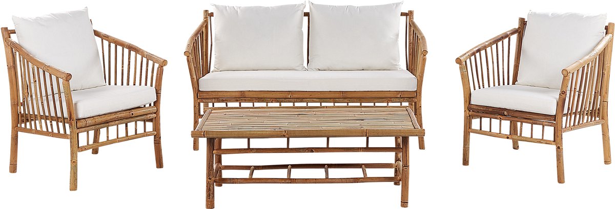 Beliani MAGGIORE - Loungeset-Lichte houtkleur-Bamboehout
