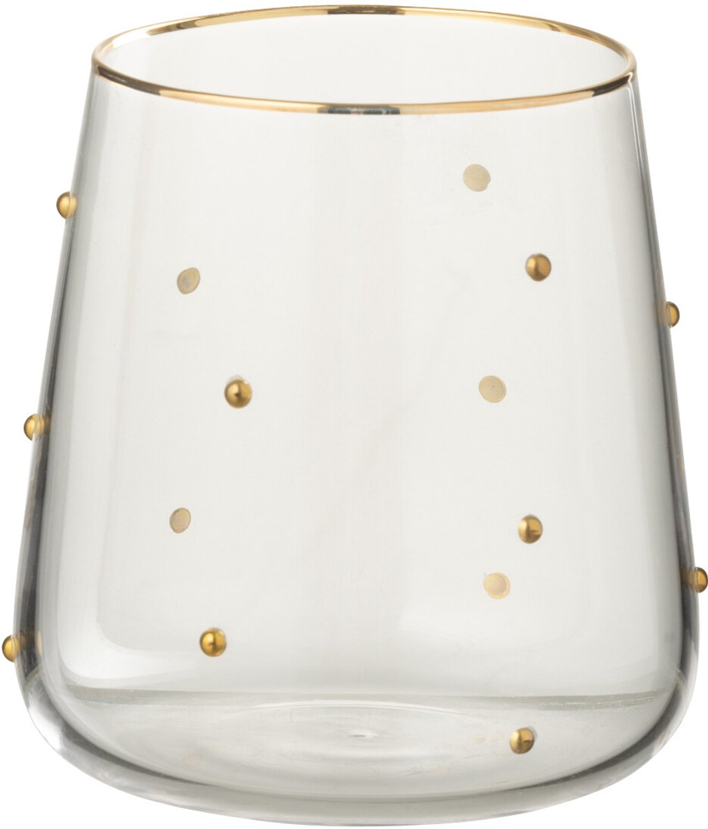 J-Line drinkglas Stippen - glas - tansparant/goud