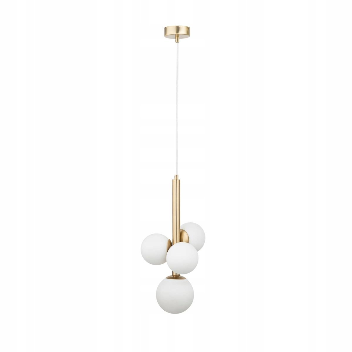Gouden hanglamp met 4 melkglazen bollen - PERLA LUX 4