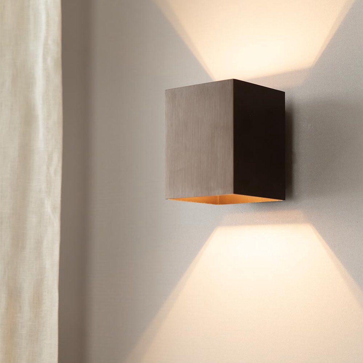 HOFTRONIC – Cometa bronzo s rechthoekige wandlamp – Dimbaar – Up and downlight – Geborsteld brons aluminium – IP20 – G9 fitting – Binnengebruik