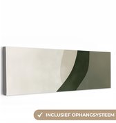Canvas schilderij 150x50 cm - Exclusieve wanddecoratie Japandi - Groen - Abstract - Modern - Muurdecoratie woonkamer - Slaapkamer decoratie - Kamer accessoires - Schilderijen op canvas