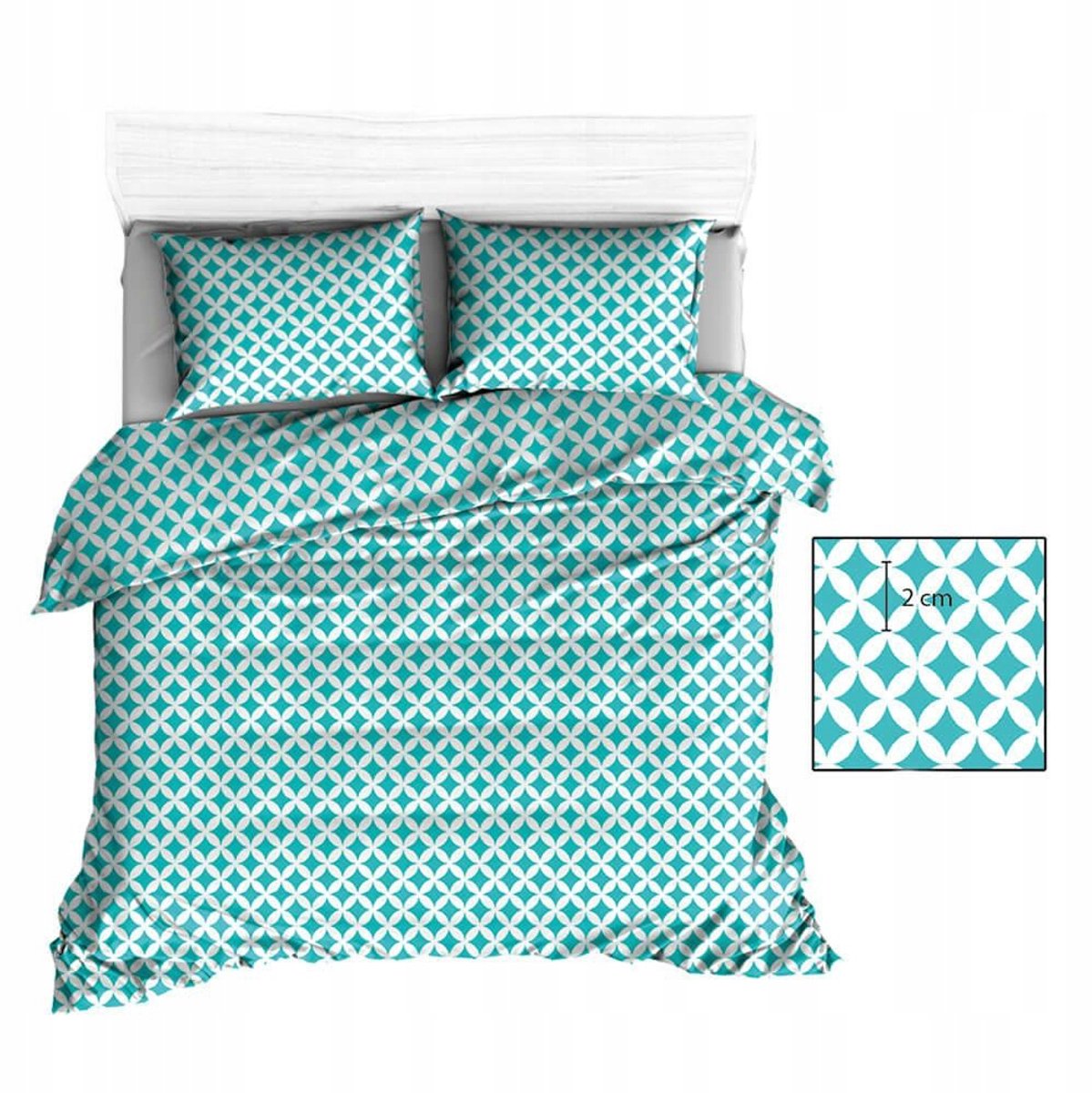 Turquoise Marokkaanse Kussensloop 40x40cm met Wit Patroon