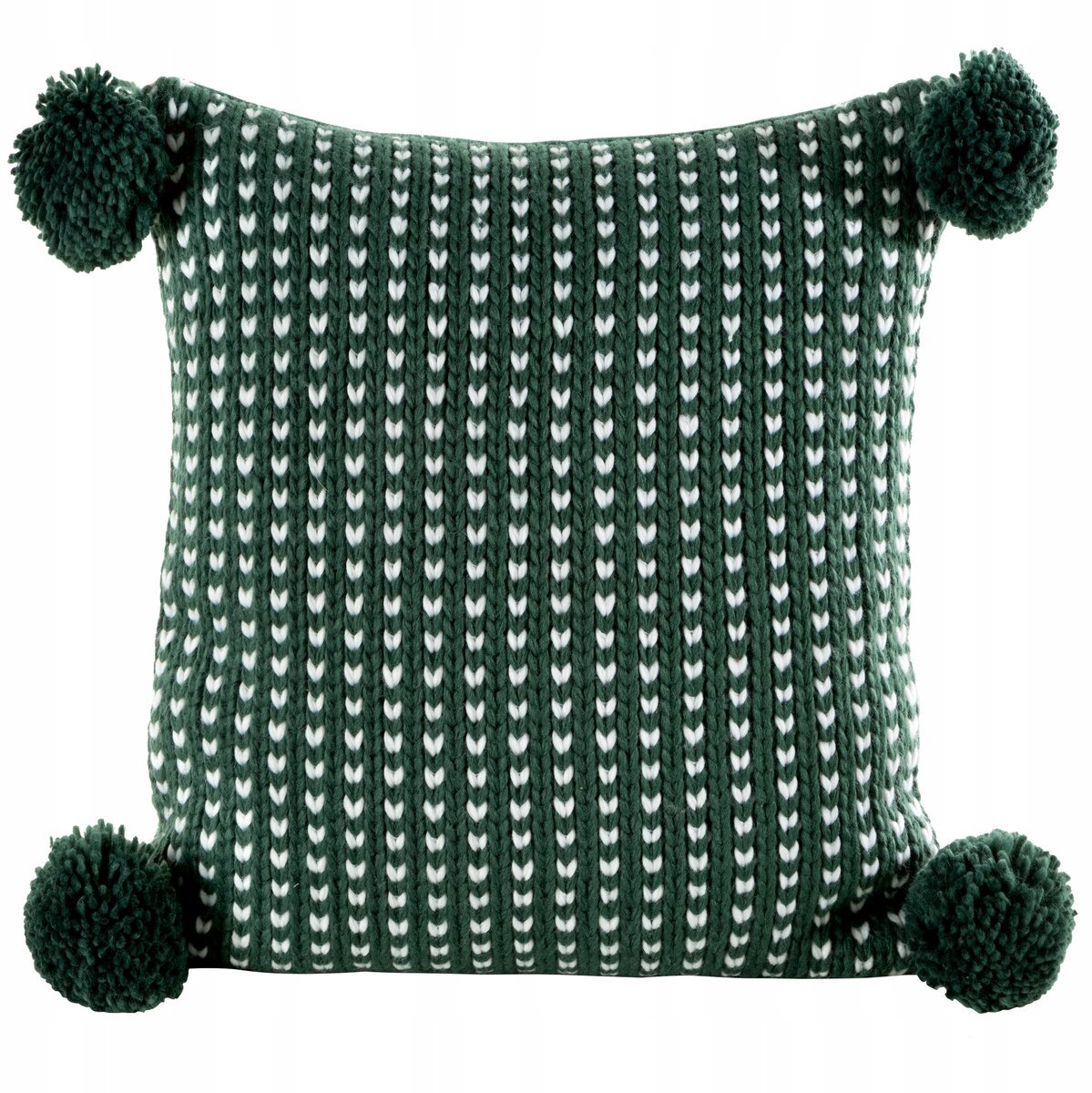 Kerst Sierkussenhoes Pompon Groen-Wit 45x45 cm
