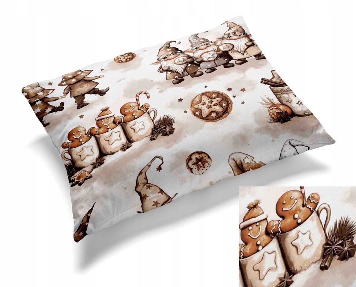 Kerstkussenhoes 40x60cm - 100% Katoen, gecertificeerd, dwergenprint