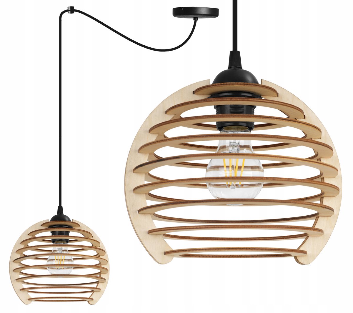 Houten Hanglamp Spider Timber - Modern Boho LED - Zwart/Beige
