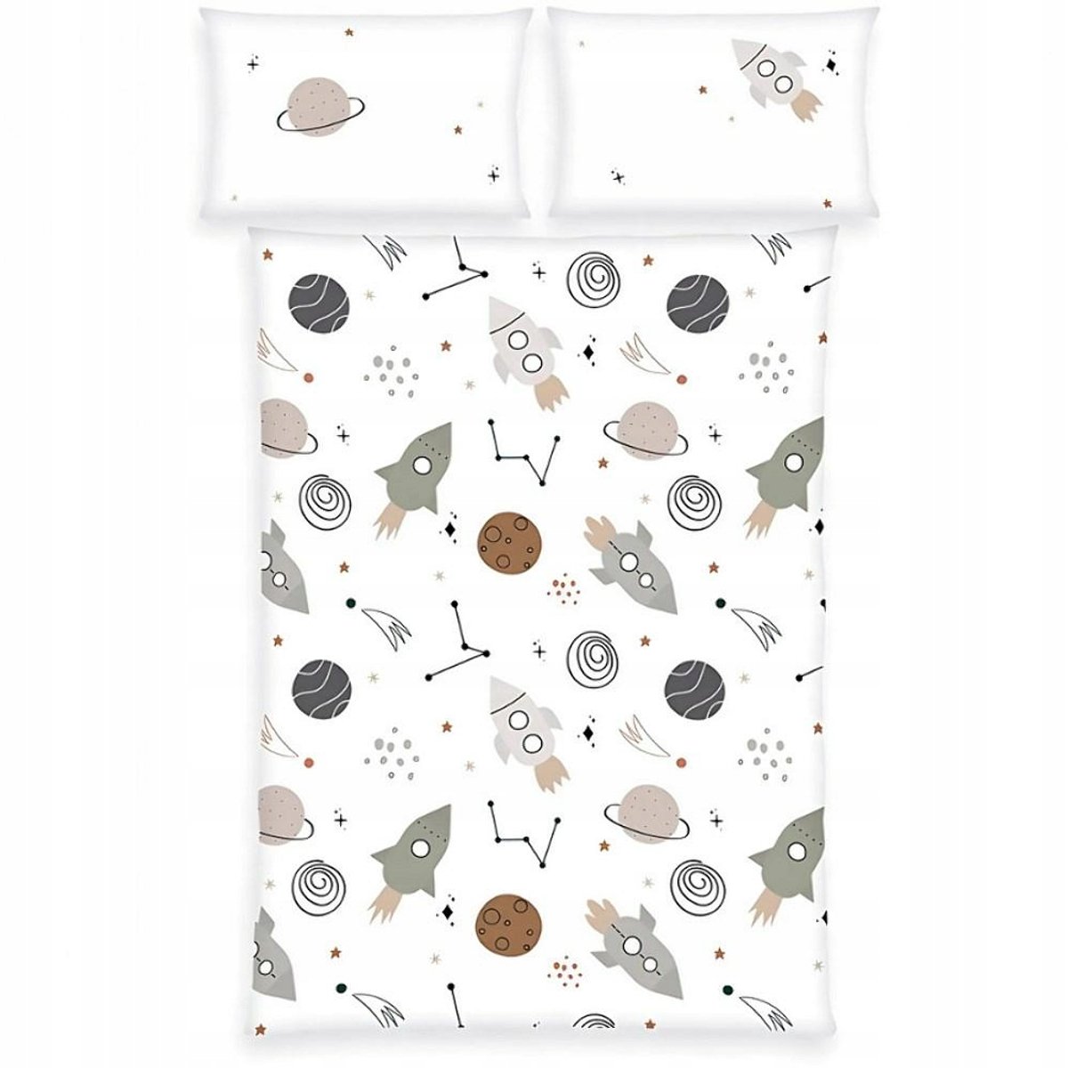 Washandjes Dekbedovertrek Kinderen 100x135cm Ruimte Wit Multi