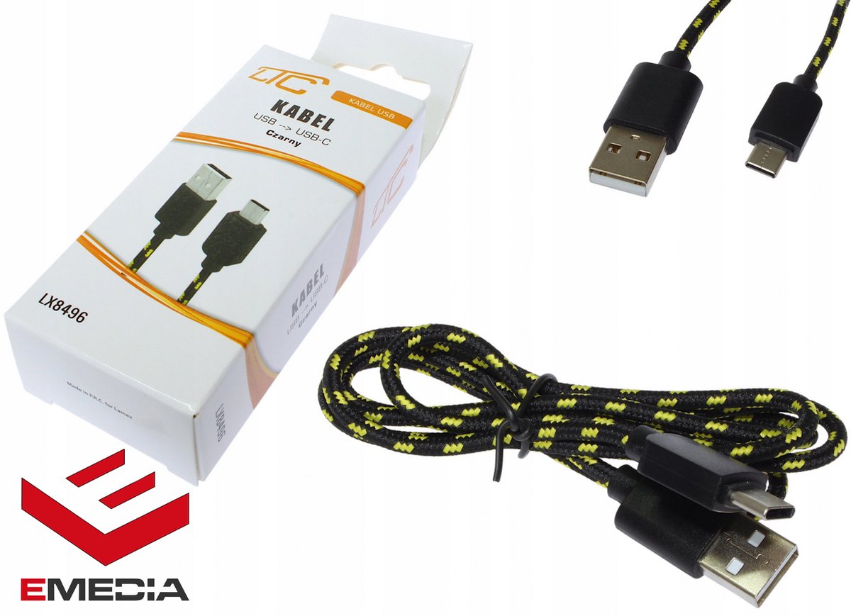 LTC USB-C Kabel 1m Zwart Gevlochten - Data & Opladen