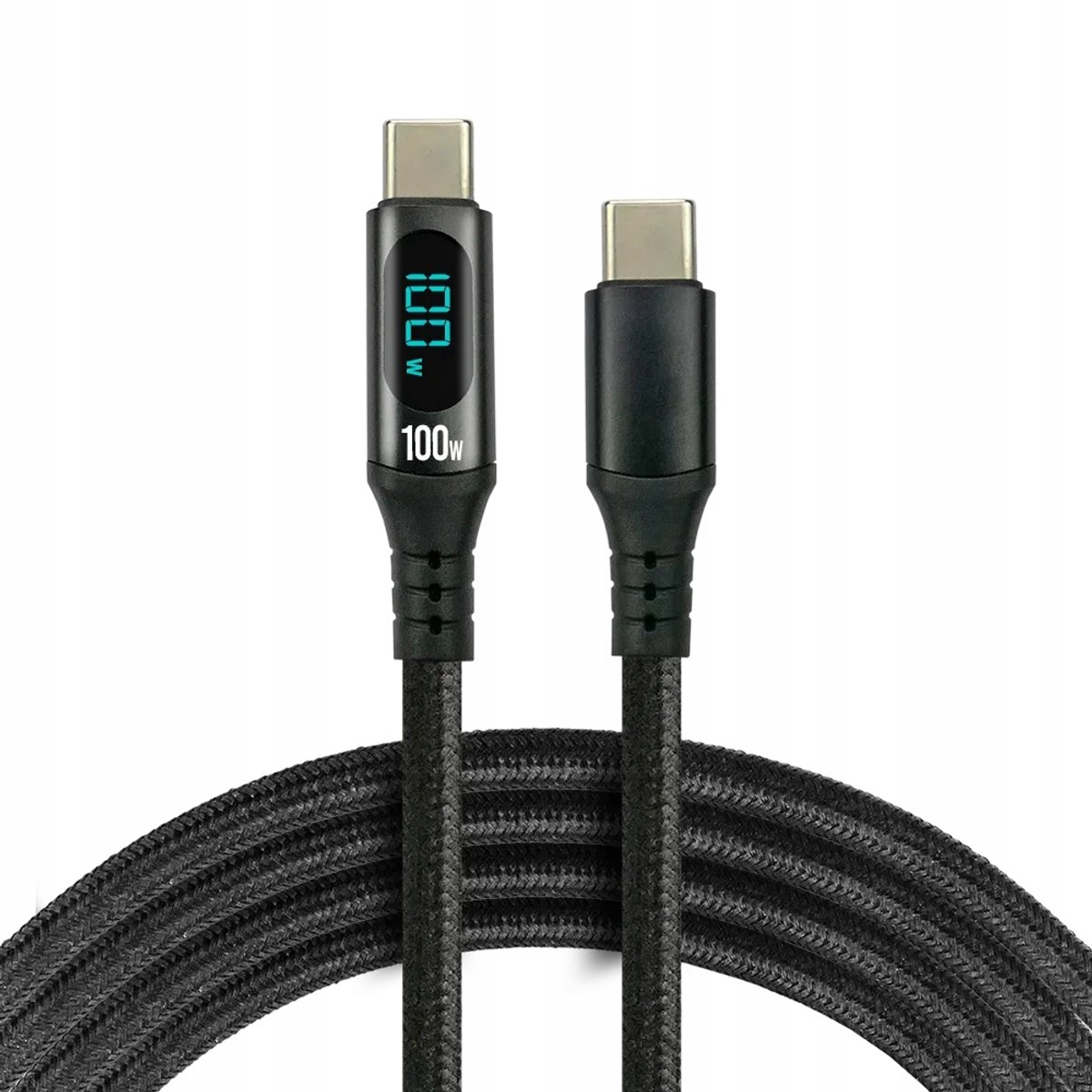 Everactive Usb-C Naar Usb-C 100W 1M Oplaadkabel Met Display Zwart