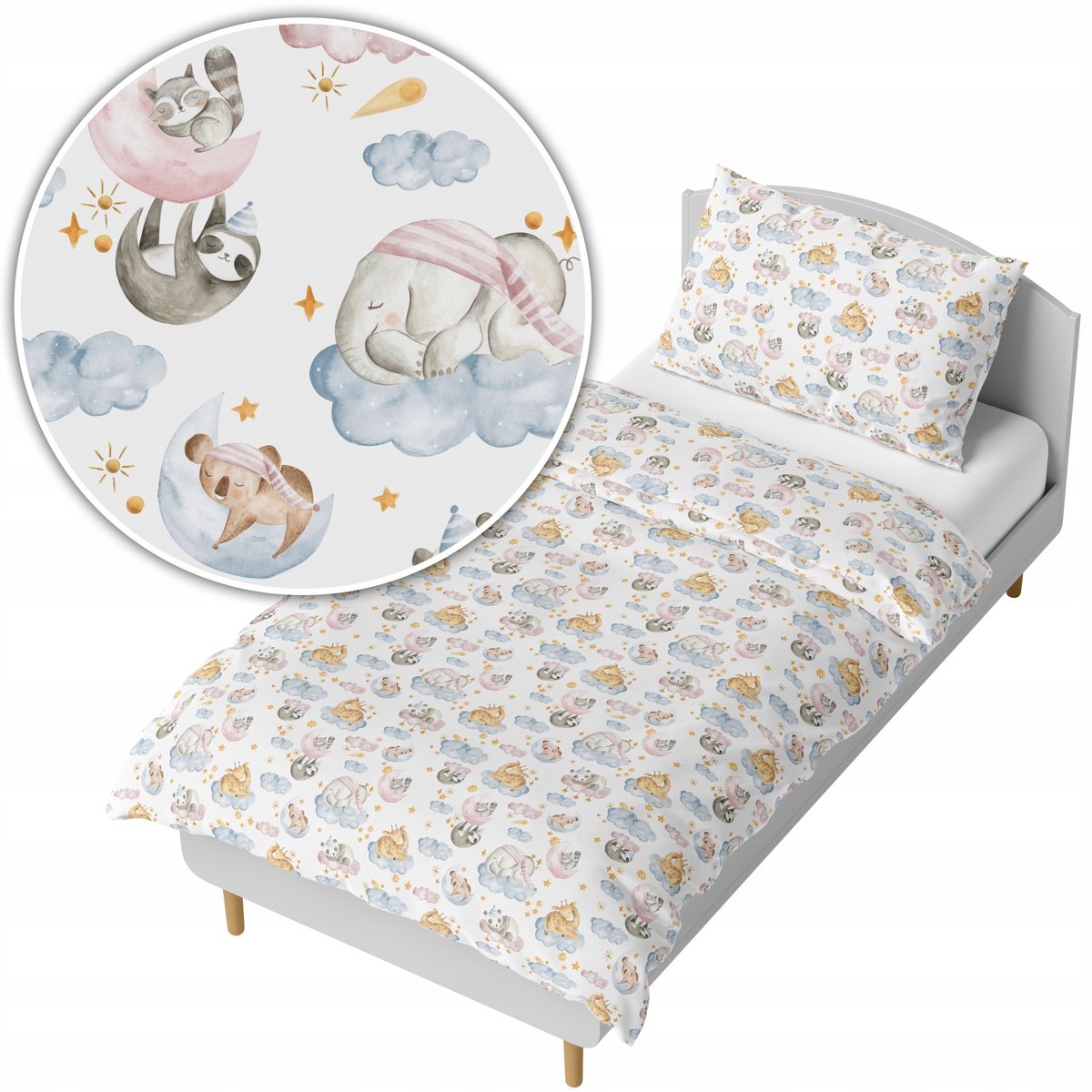 Kinderbeddengoed 140x200cm - Dieren in de Wolken