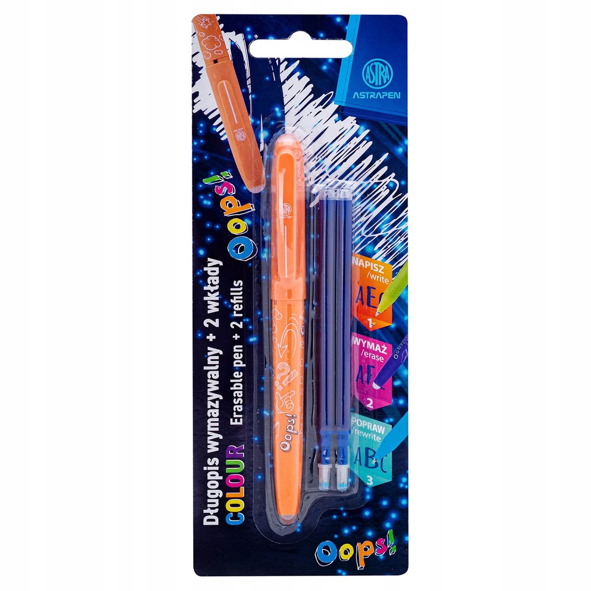 Astrapen OOPS! Colour Uitwisbare Pen + 2 Blauwe Vullingen