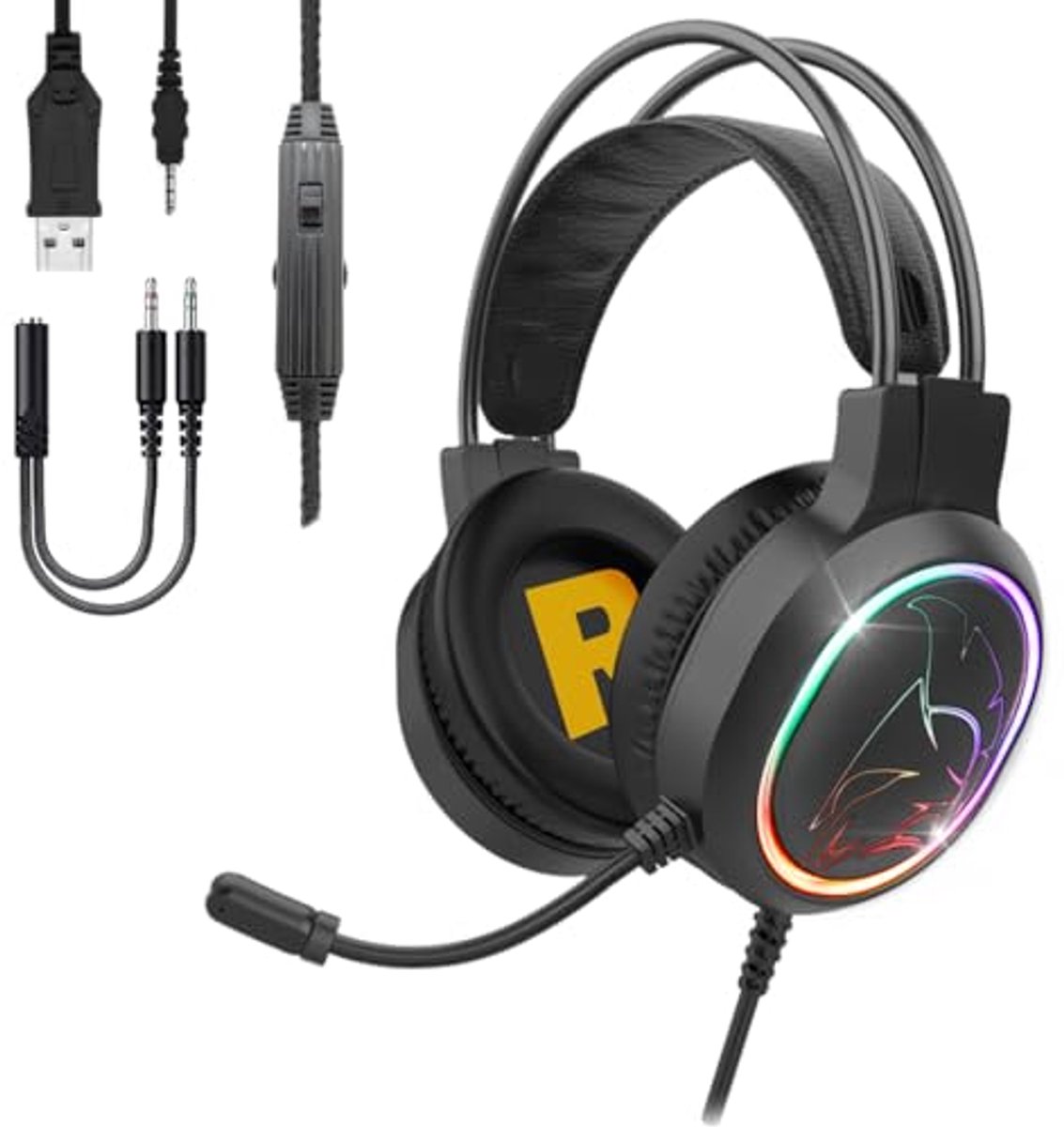 Icarus S17 RGB Gaming Headset voor PS5, PS4, Xbox One/Series, PC, Mac, Smartphones en Tablets - Hoogwaardige Stereo Geluid en Microfoon