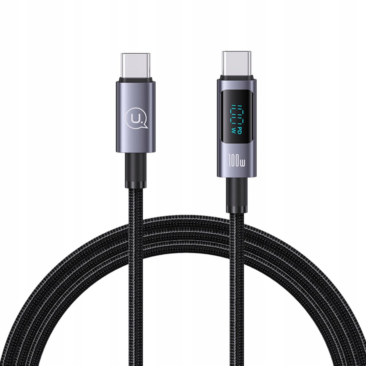 P4Y USB-C naar USB-C kabel 100W, 1,2m, Aluminium, Display