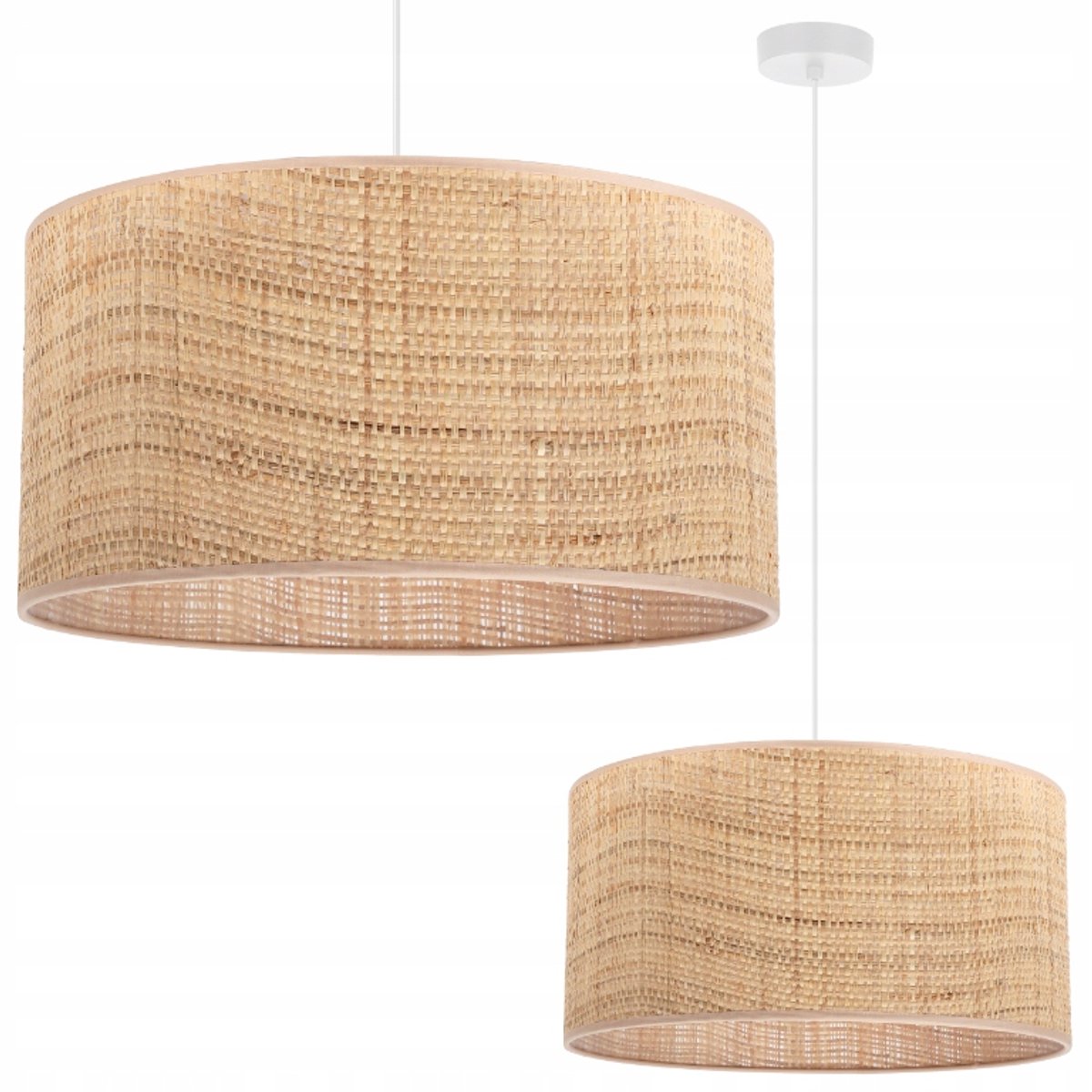 Boho Rotan Hanglamp Beige Kap Wit Frame - Stijlvol en sfeervol
