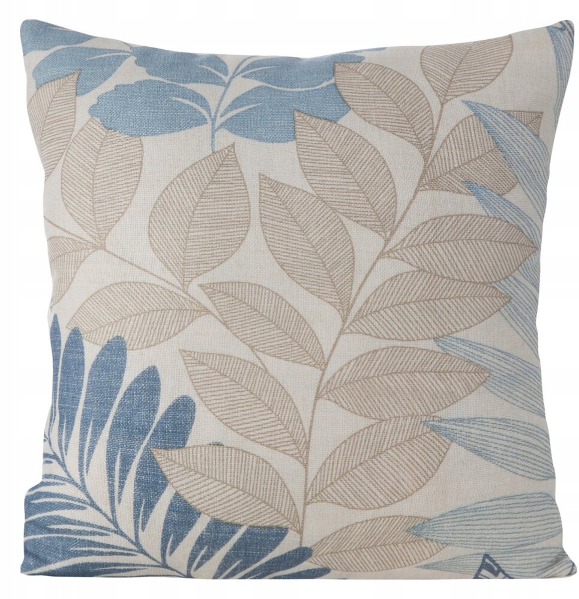 Eurofirany Decoratieve Kussenhoes LENNY 40x40 cm - Bladmotief Blauw, Natuurlijk