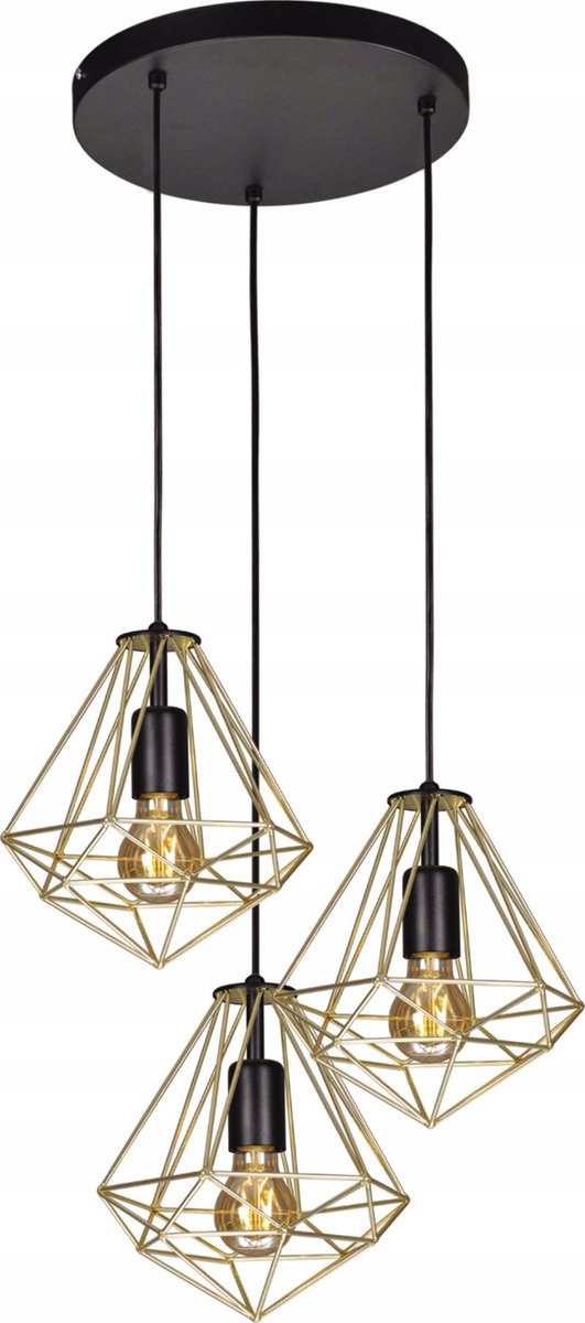 Hanglamp GOUD K-4813 Messing Zwart 3xE27 Kaja