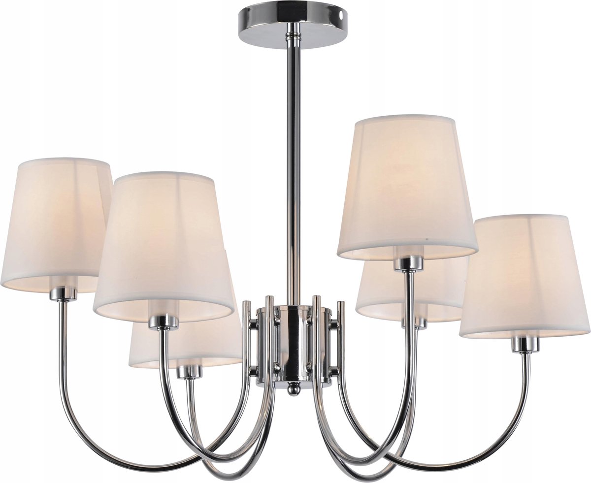 Magnum Plafondlamp 6xE14 Chroom Zilver Stoffen lampenkap