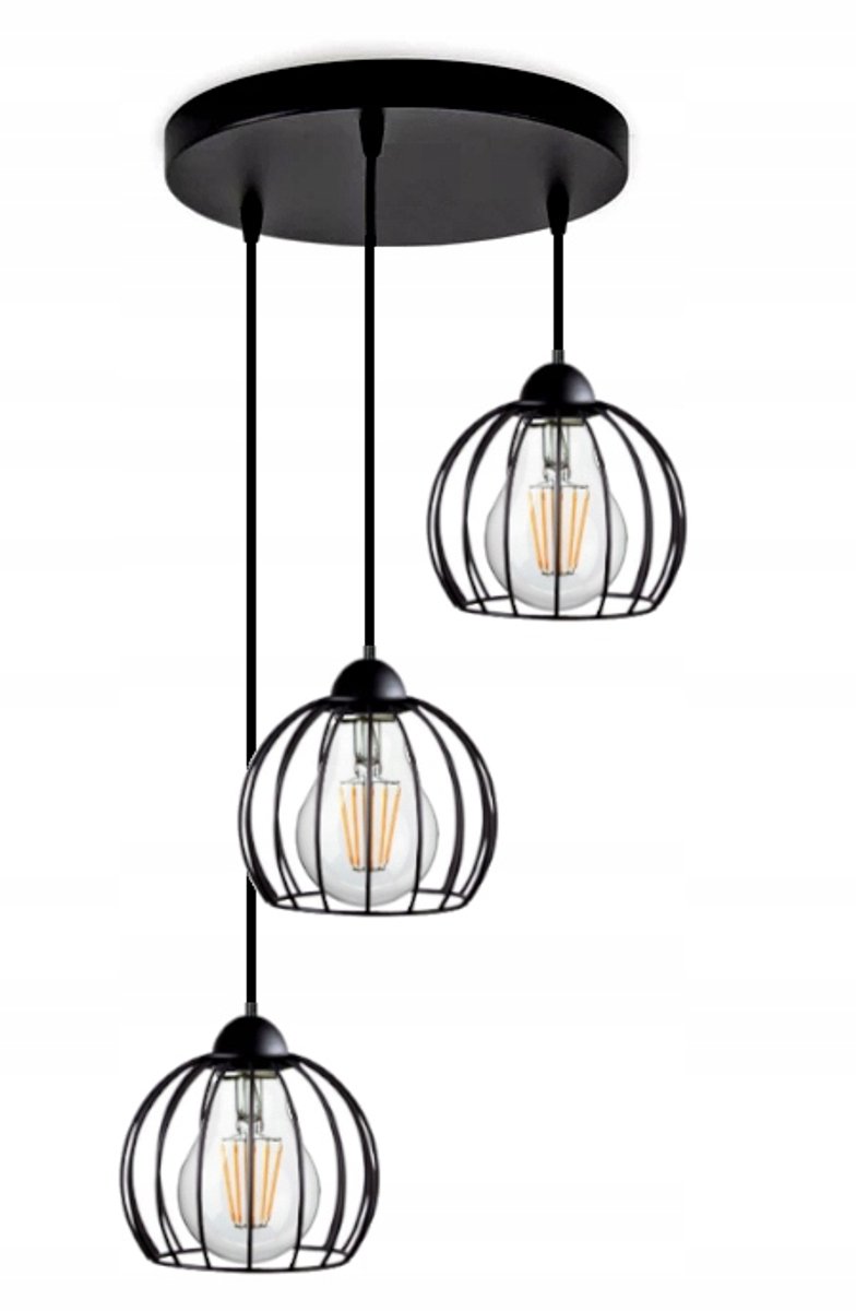 Zwarte Lampy Sufitowe Loft E27 3x60W