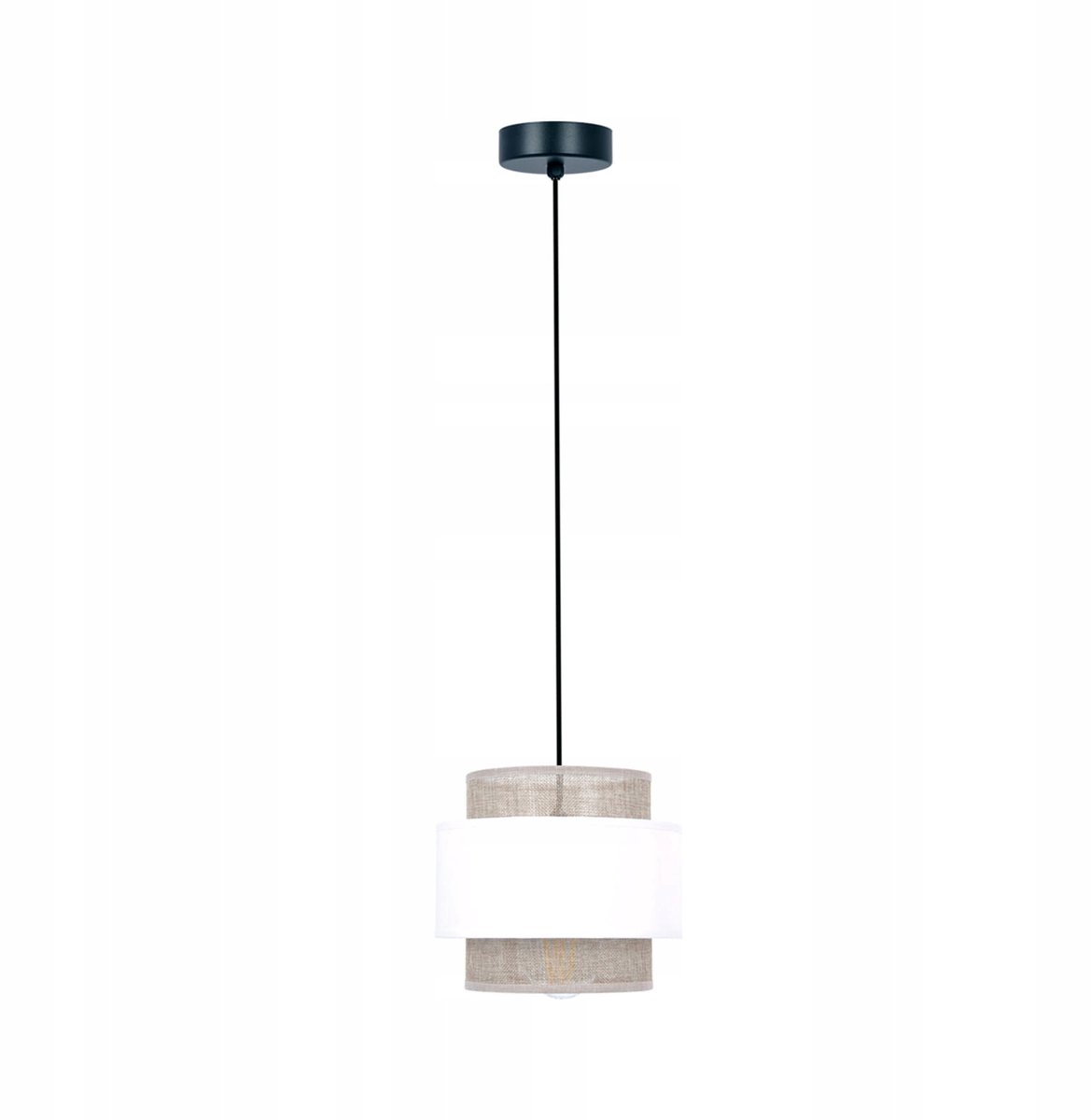 Kaja CEZAR hanglamp E27, dubbele wit-beige kap voor eetkamer