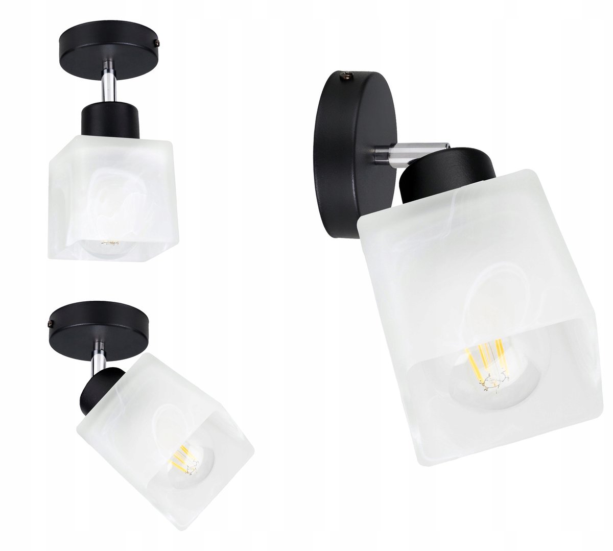 Industriële Wandlamp Loft met Glazen Kap, Verstelbaar