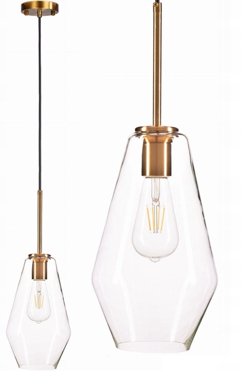 PARIS Glazen Hanglamp Transparant Goud 126cm