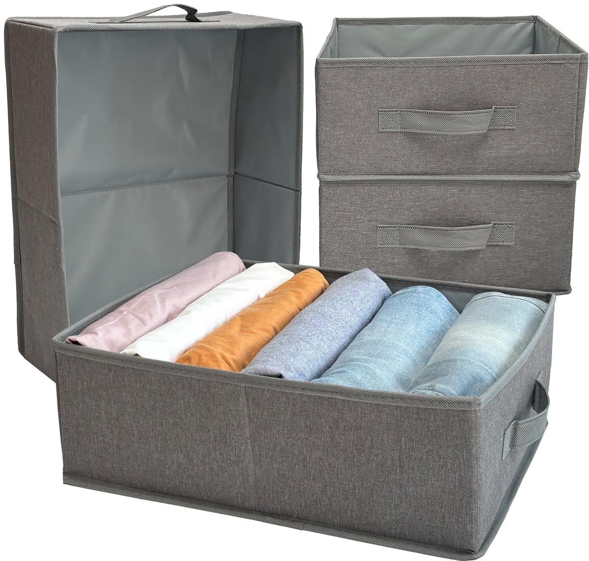 Unyqoos® Opvouwbare kastorganizer set voor kleding en ondergoed in grijze kleur
