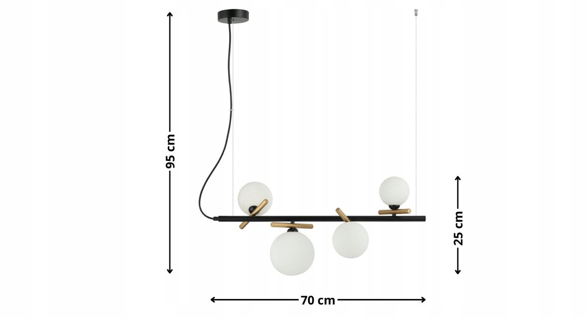 REVERSO 4 Zwarte Hanglamp met Glazen Bollen, 4x G9