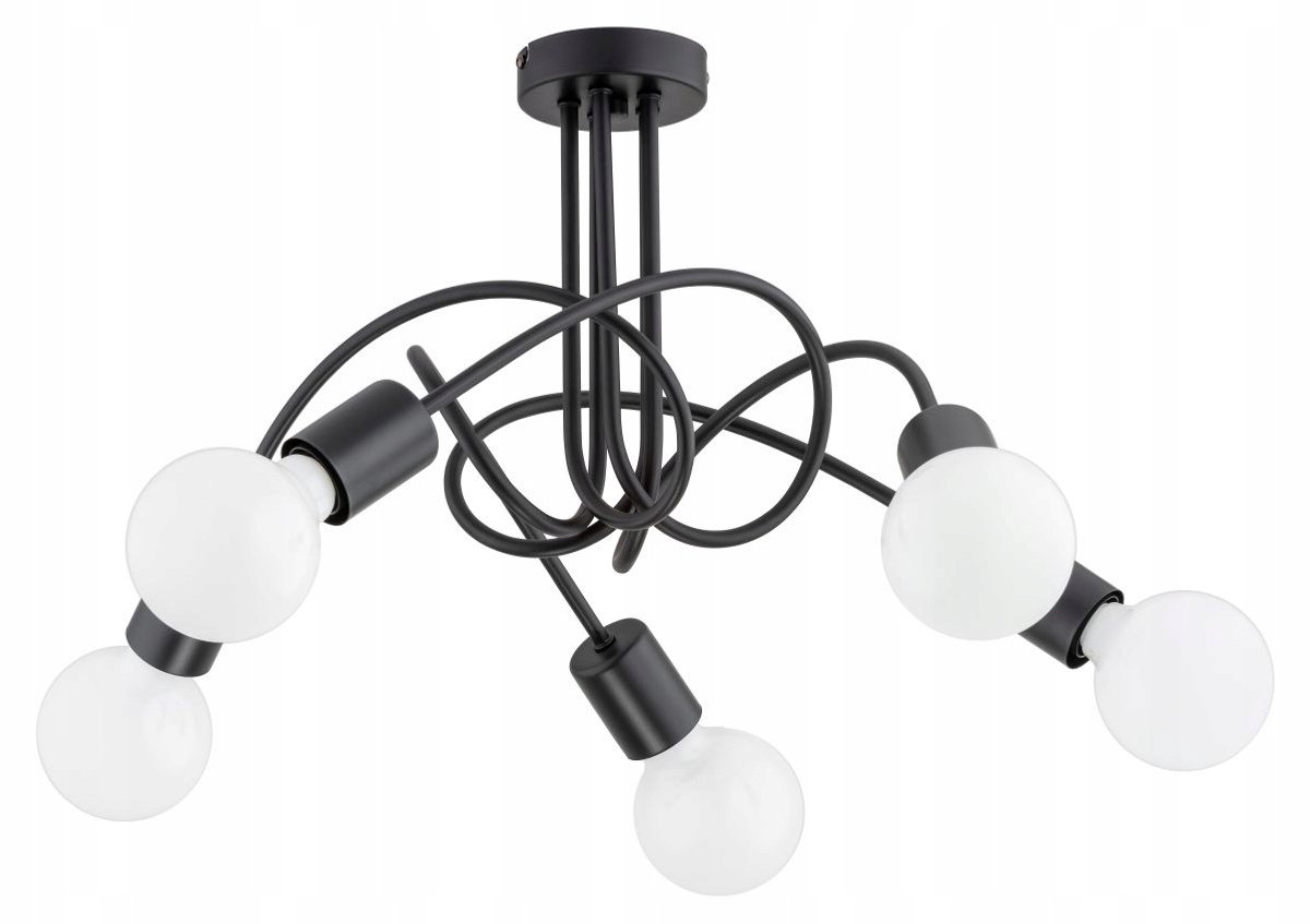Zwarte Loft Platte lamp LUPO 5x E27