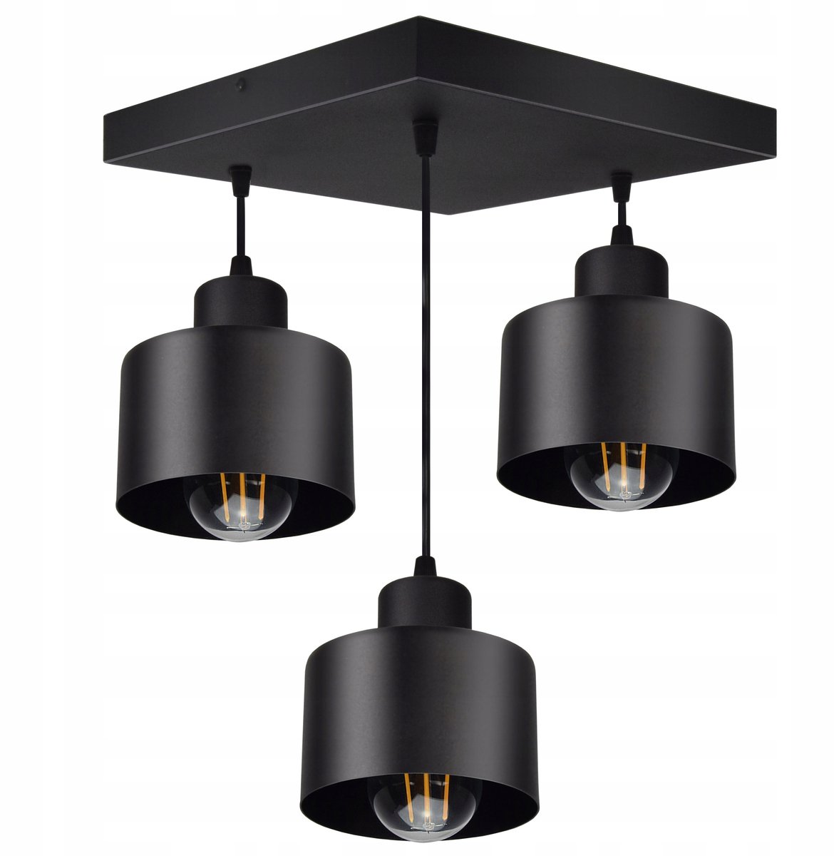 Moderne Zwarte Plafondlamp met Edison Style - 3xE27