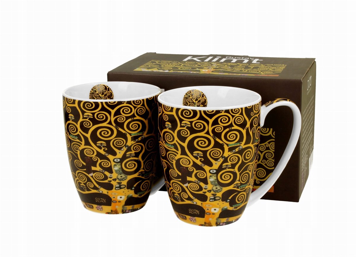 Duo Mokken TREE OF LIFE Bruin - Klimt Design (2 stuks)