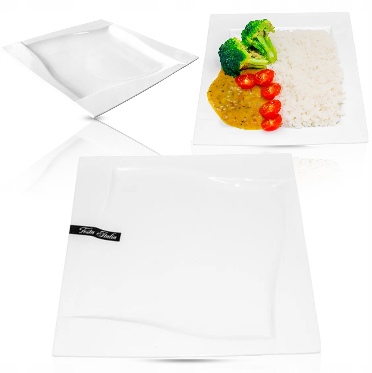 VIVA Porseleinen Eetplank Vierkant Wit 25cm