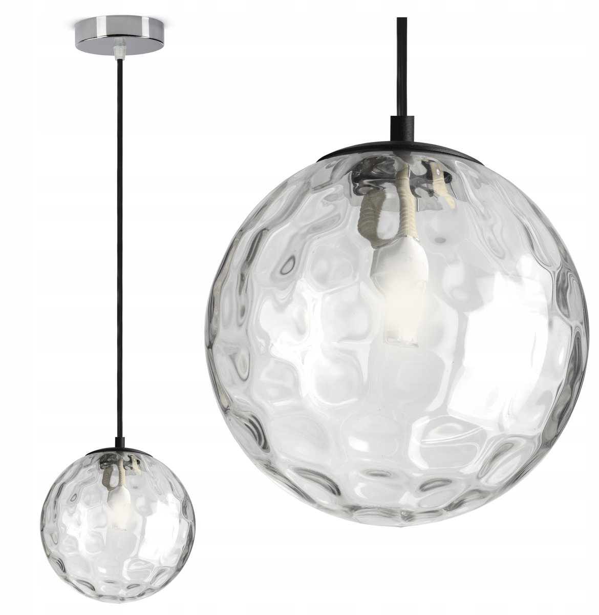 Glazen Hanglamp Chroom EZ1 LED - Moderne Plafondlamp met Transparante Bol