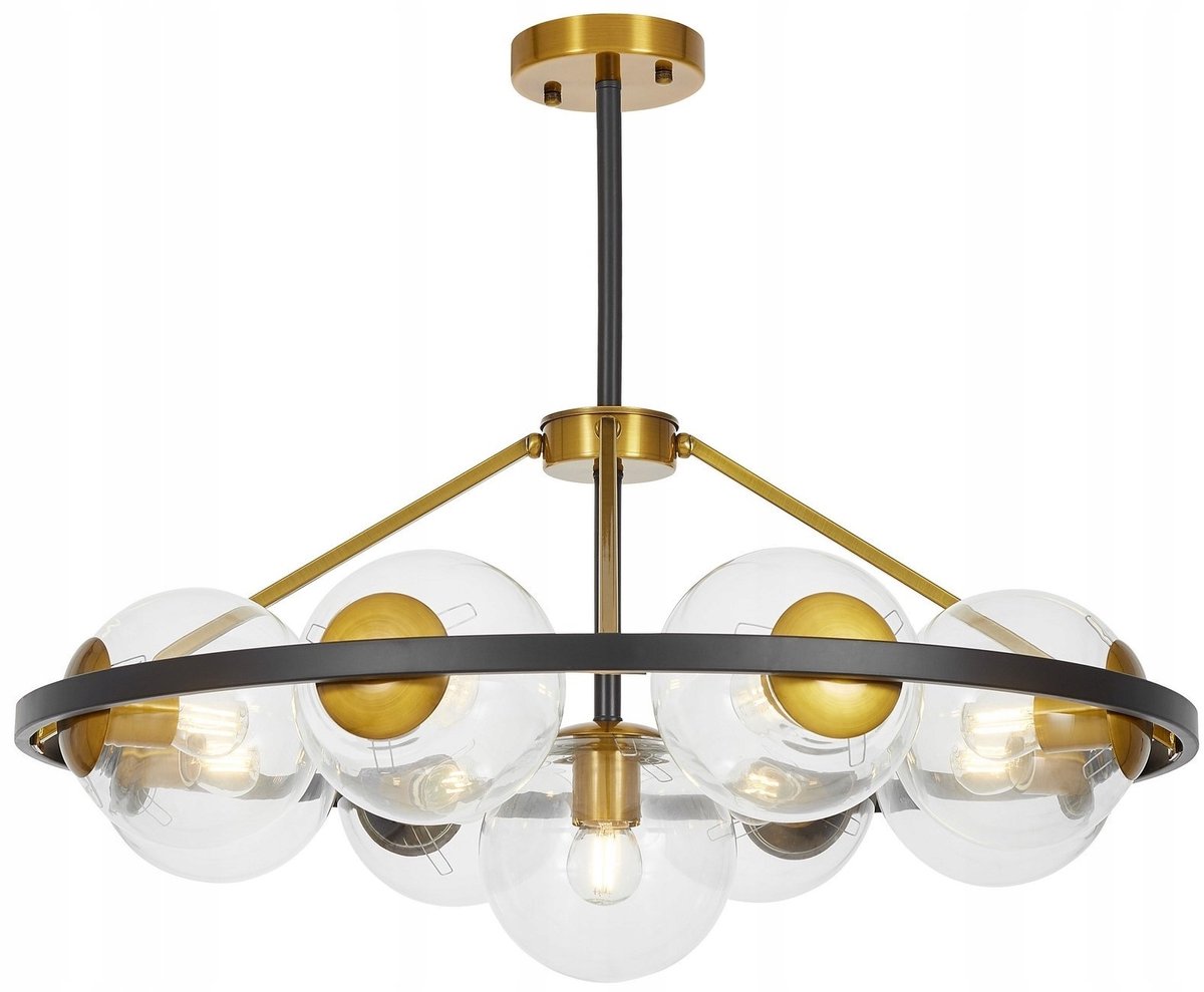 Lumina Deco Donzano W9 Hanglamp Zwart Messing Glas E27