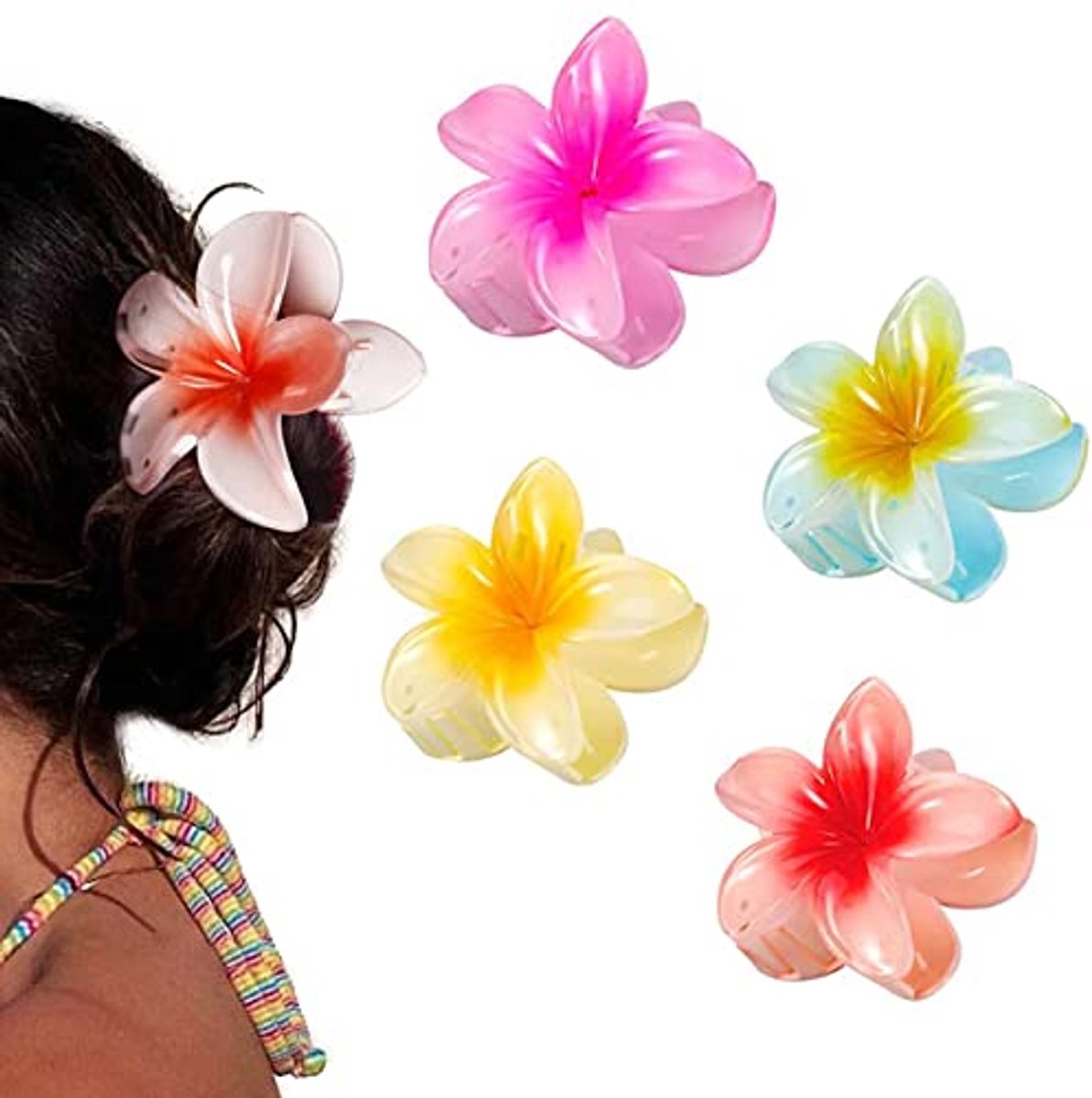 Plumeria Bloem Haar Klauw Clips voor Dames en Meisjes - Sterke Hold Haaraccessoires