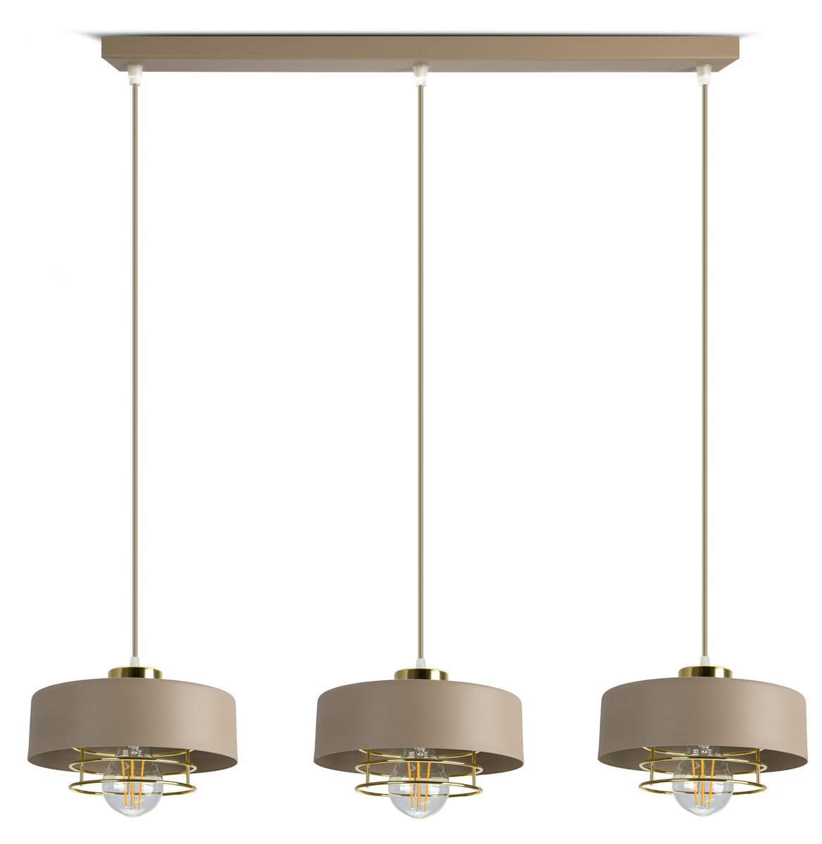 Luxolar Hanglamp Beige Goud 3xE27 LED 60W - Moderne Plafondlamp