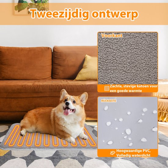 Tapis chauffant pour animaux WARMFAY L70 - Imperméable et réglable - Pour Chats et Chiens de taille moyenne (45x70cm)