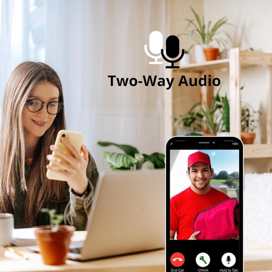 Provento - Slimme video-deurbel met wifi, HD-camera, nachtzicht, 2-weg audio, bewegingsdetectie, live weergave, diefstalbeveiliging. — afbeelding 3